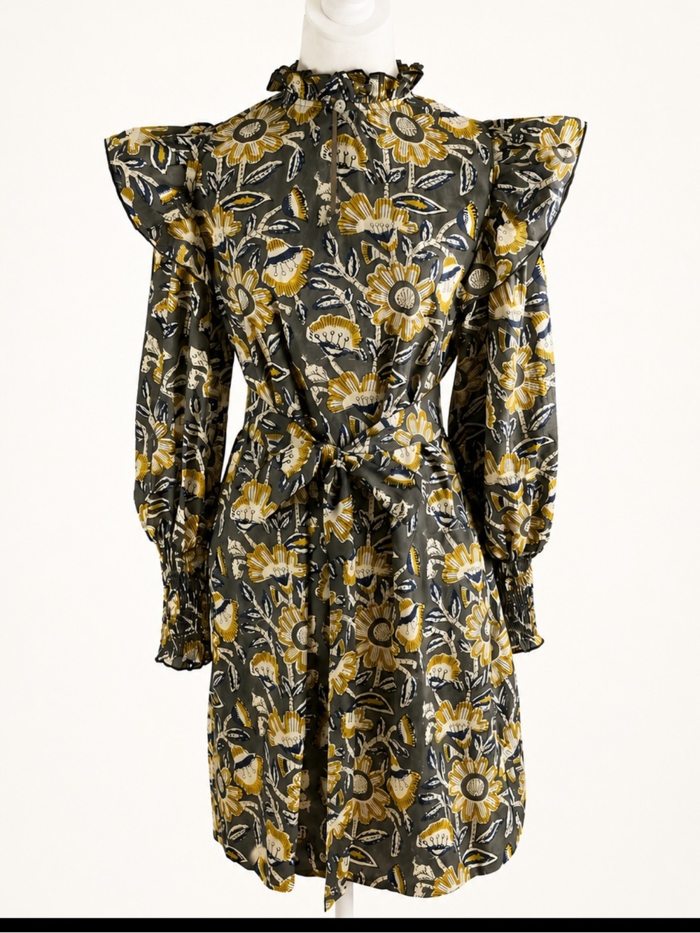 NWT Sole Floral Cotton Dress Size S Indian-Inspired Botanical Print $200 Retail